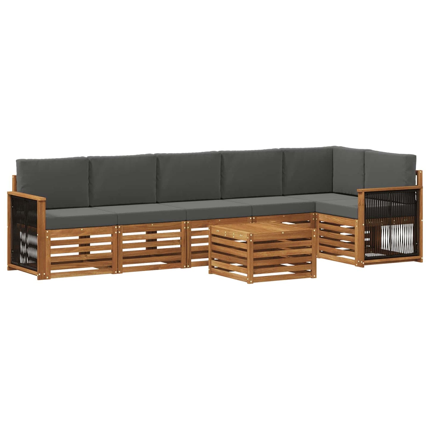 vidaXL Σαλονάκι Γωνιακού Καναπέ με μαξιλάρι 6 pcs Φυσικό και Ανθρακί