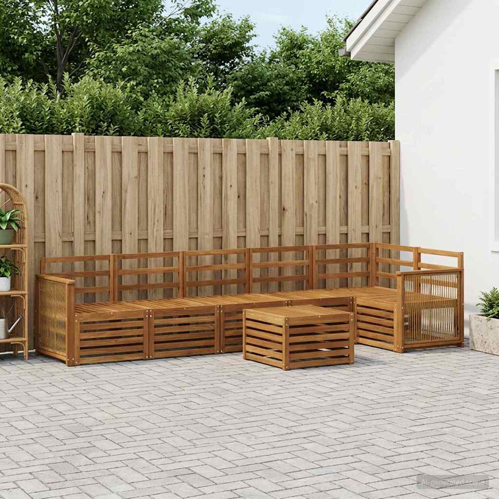 vidaXL Σαλονάκι Γωνιακού Καναπέ 6 pcs Φυσικό Στερεό Ξύλο Ακακίας