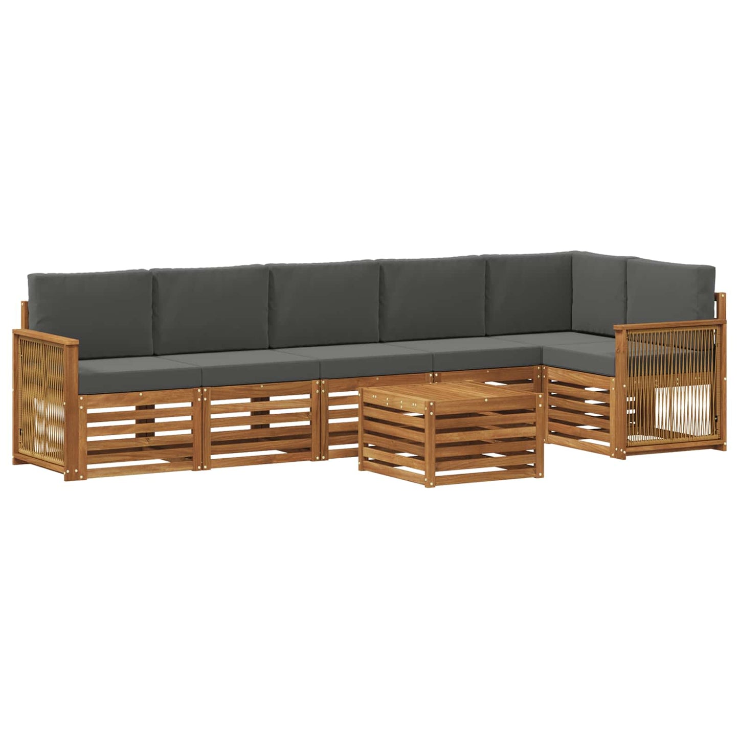 vidaXL Σαλονάκι Γωνιακού Καναπέ με μαξιλάρι 6 pcs Φυσικό και Ανθρακί