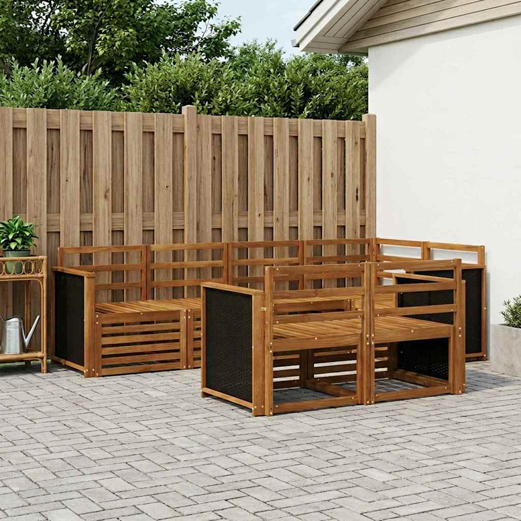 vidaXL Σαλονάκι Γωνιακού Καναπέ 6 pcs Φυσικό Στερεό Ξύλο Ακακίας