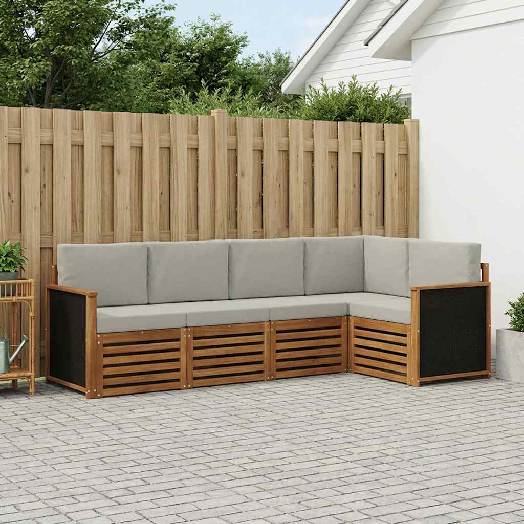 vidaXL Σαλονάκι Γωνιακού Καναπέ 6 pcs Φυσικό και Ανοιχτό Γκρι