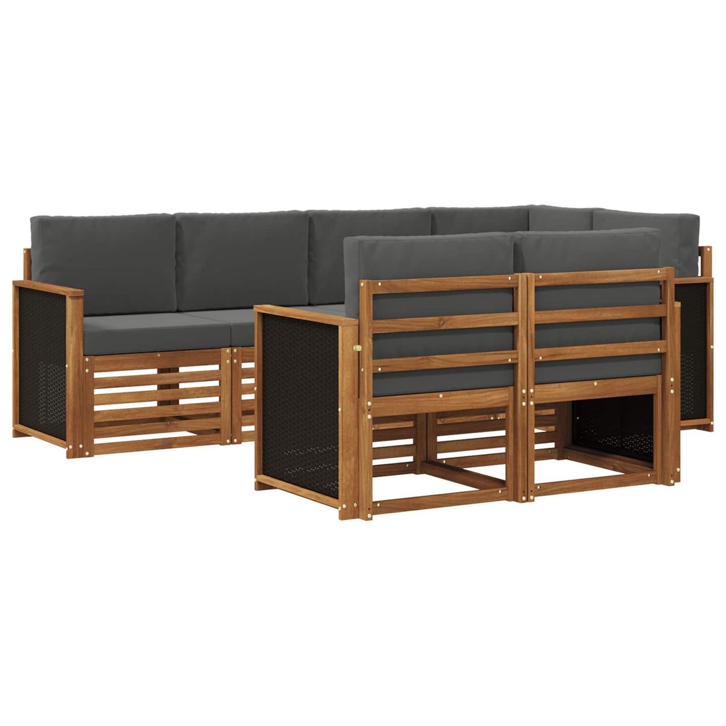 vidaXL Σαλονάκι Γωνιακού Καναπέ με μαξιλάρι 6 pcs Φυσικό και Ανθρακί
