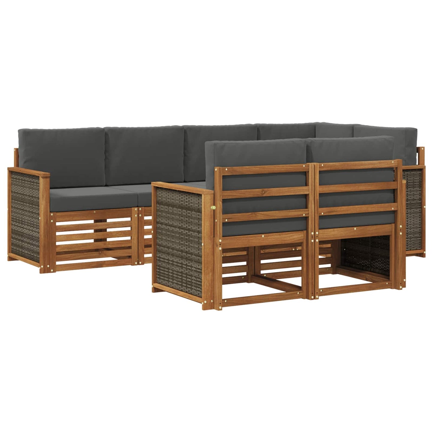 vidaXL Σαλονάκι Γωνιακού Καναπέ με μαξιλάρι 6 pcs Φυσικό και Ανθρακί