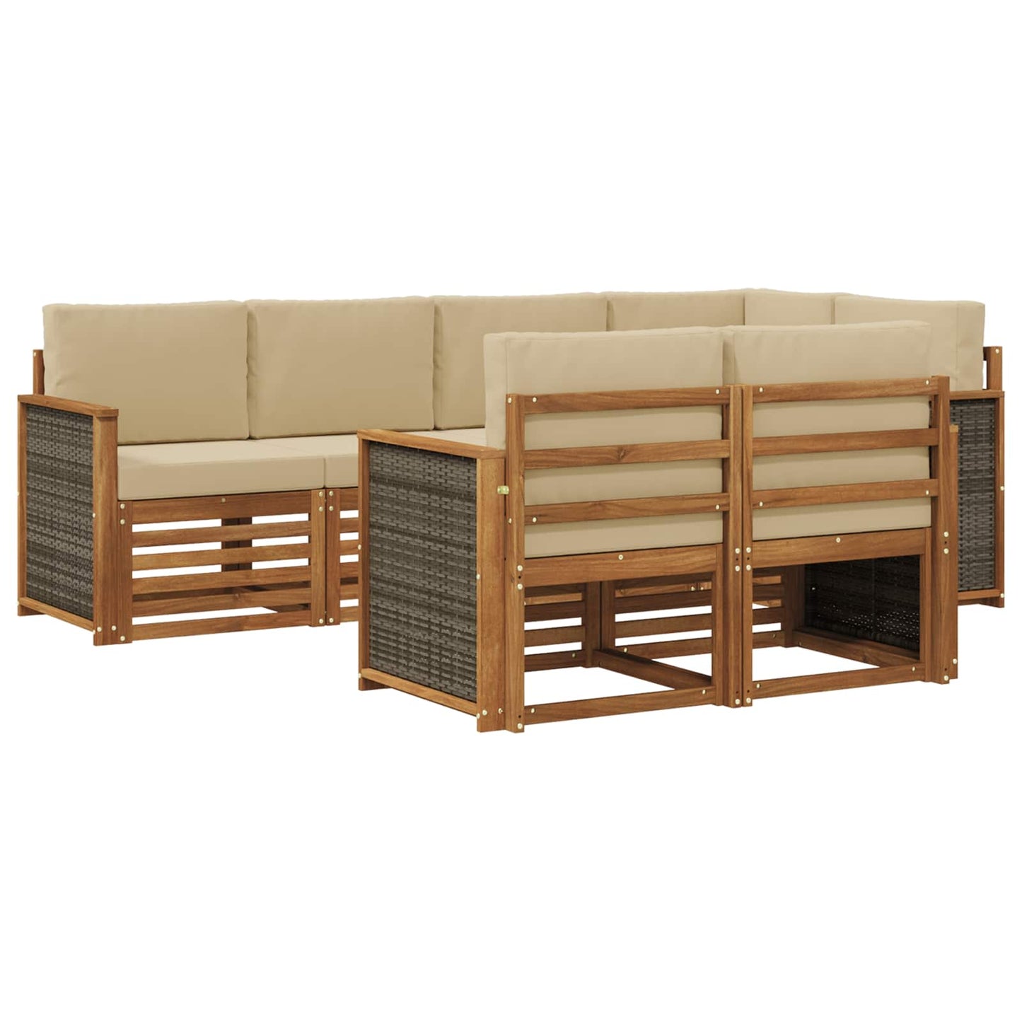 vidaXL Σαλονάκι Γωνιακού Καναπέ με μαξιλάρι 6 pcs Φυσικό