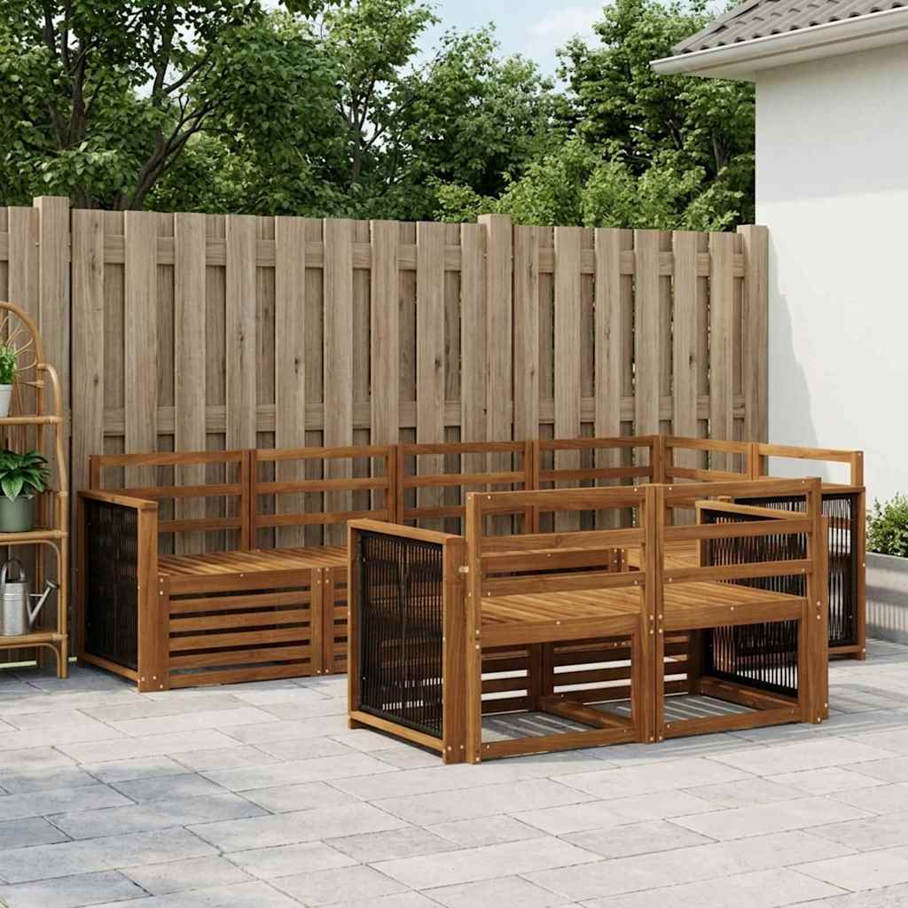 vidaXL Σαλονάκι Γωνιακού Καναπέ 6 pcs Φυσικό Στερεό Ξύλο Ακακίας