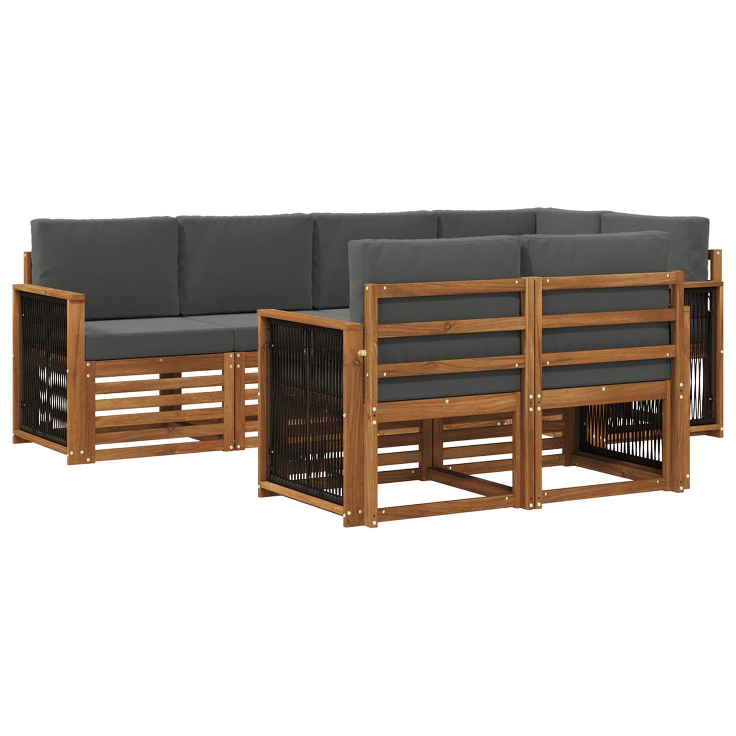 vidaXL Σαλονάκι Γωνιακού Καναπέ με μαξιλάρι 6 pcs Φυσικό και Ανθρακί