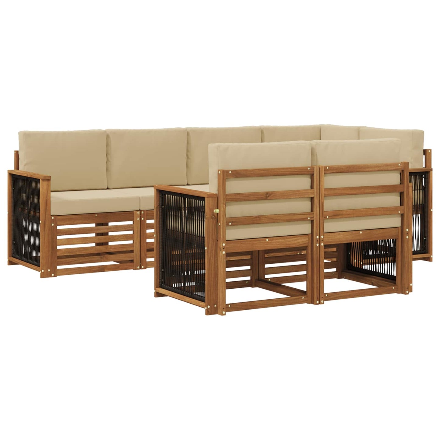 vidaXL Σαλονάκι Γωνιακού Καναπέ με μαξιλάρι 6 pcs Φυσικό