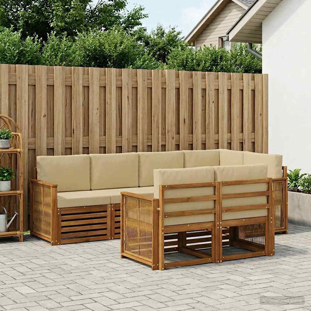 vidaXL Σαλονάκι Γωνιακού Καναπέ με μαξιλάρι 6 pcs Φυσικό