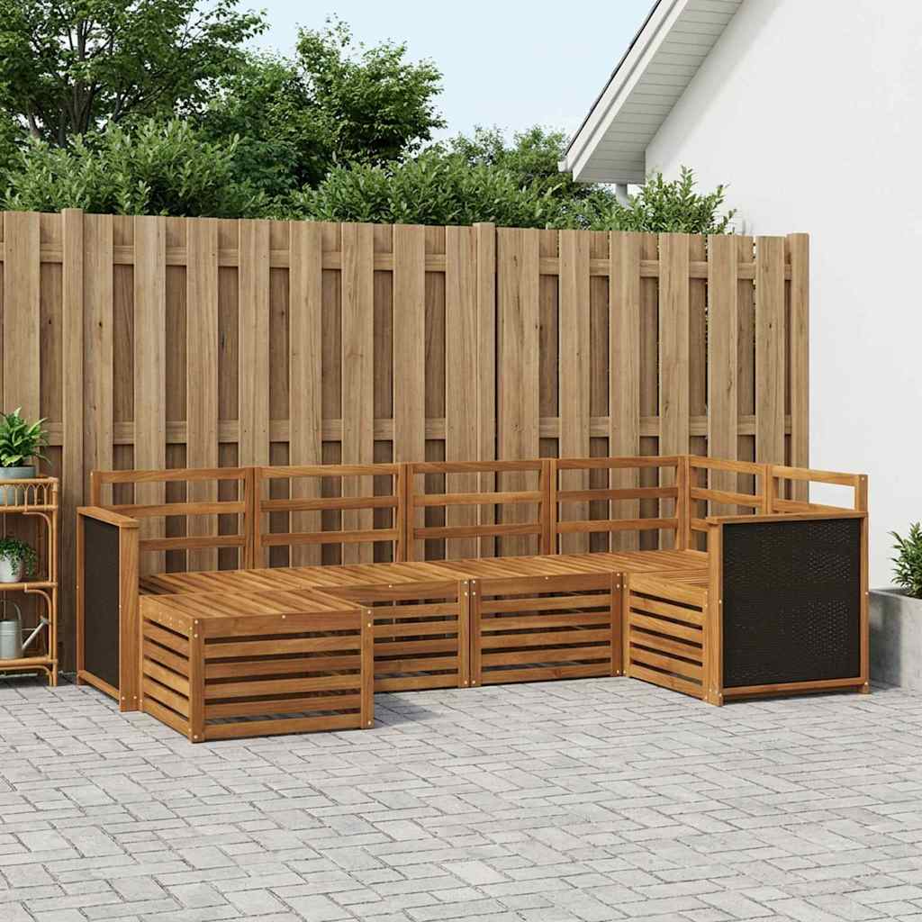 vidaXL Σαλονάκι Γωνιακού Καναπέ 5 pcs Φυσικό Στερεό Ξύλο Ακακίας