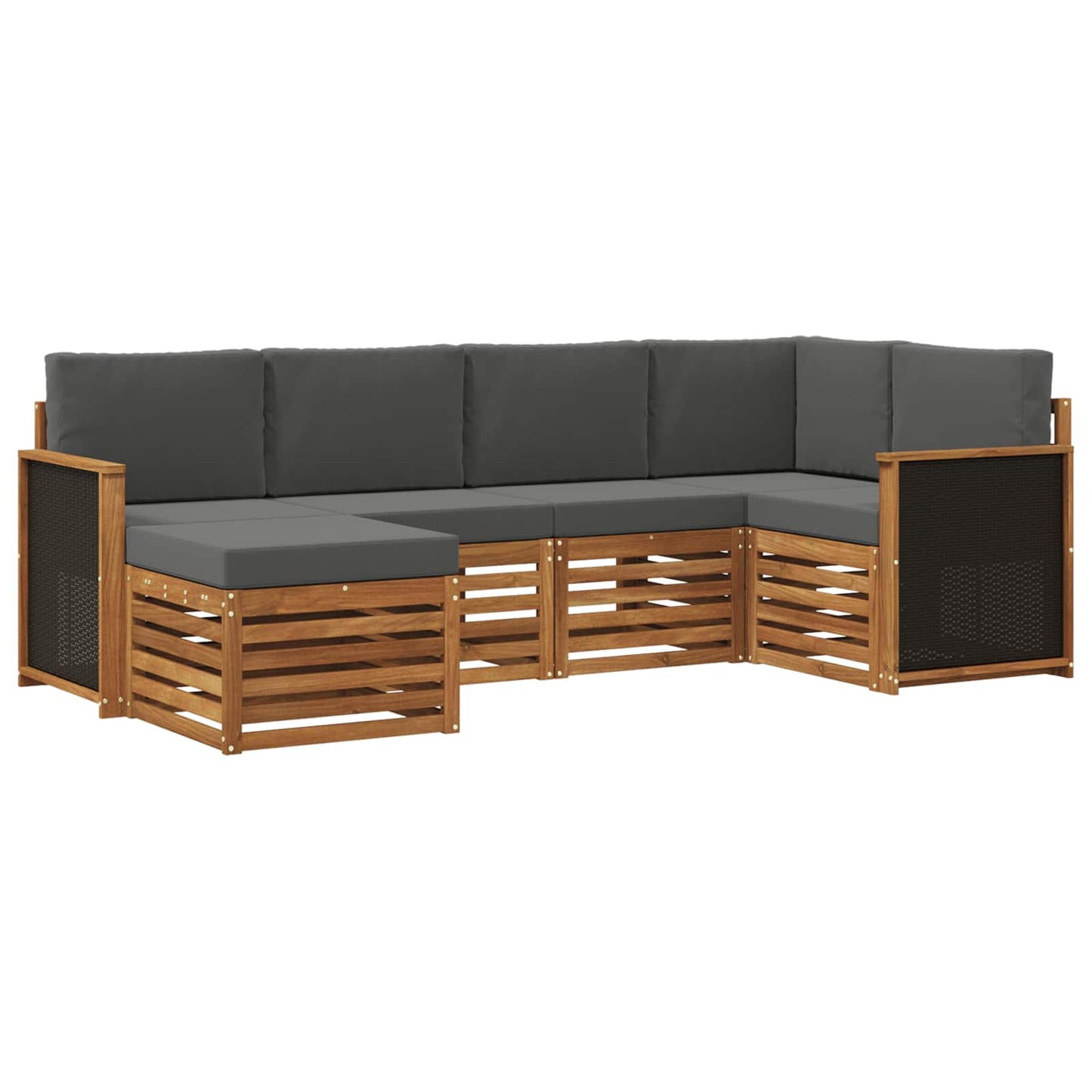 vidaXL Σαλονάκι Γωνιακού Καναπέ με μαξιλάρι 5 pcs Φυσικό και Ανθρακί