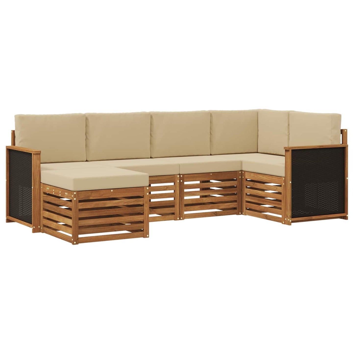 vidaXL Σαλονάκι Γωνιακού Καναπέ με μαξιλάρι 5 pcs Φυσικό