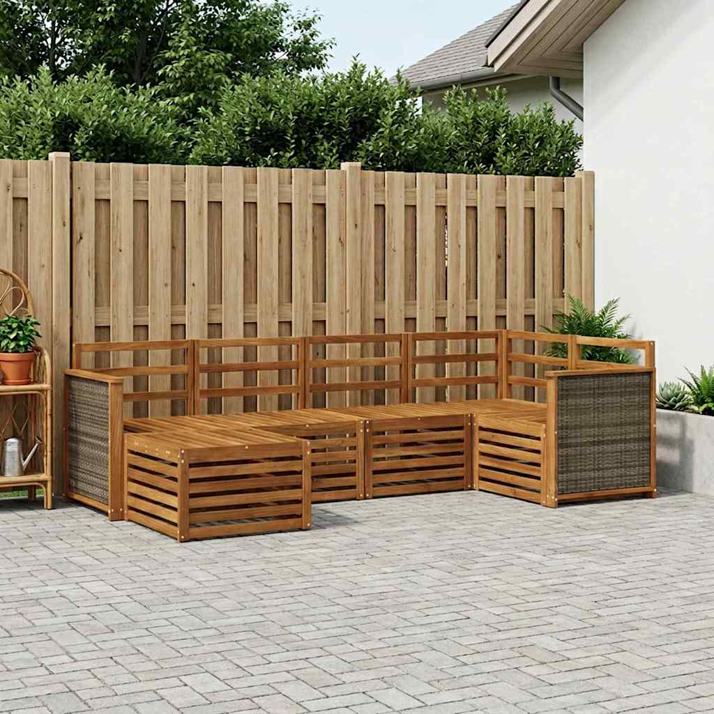 vidaXL Σαλονάκι Γωνιακού Καναπέ 5 pcs Φυσικό Στερεό Ξύλο Ακακίας