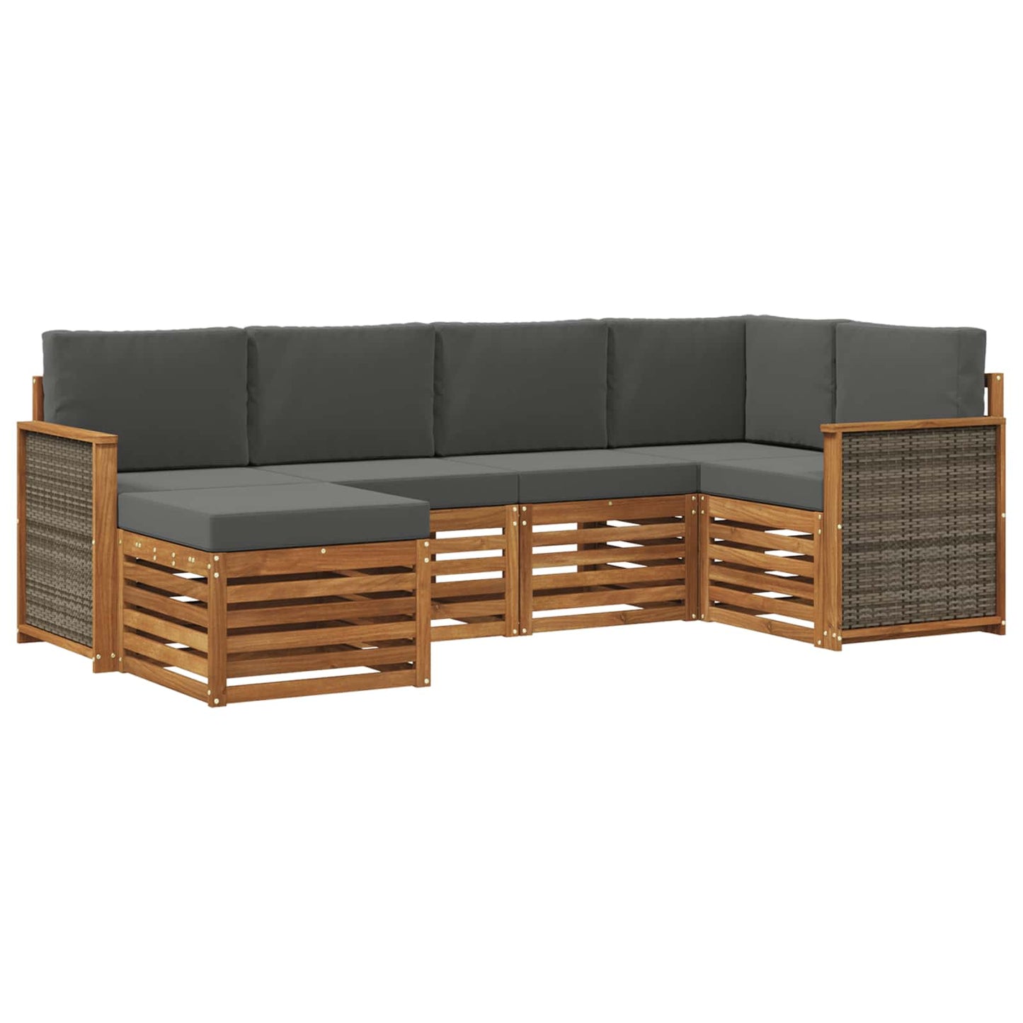 vidaXL Σαλονάκι Γωνιακού Καναπέ με μαξιλάρι 5 pcs Φυσικό και Ανθρακί