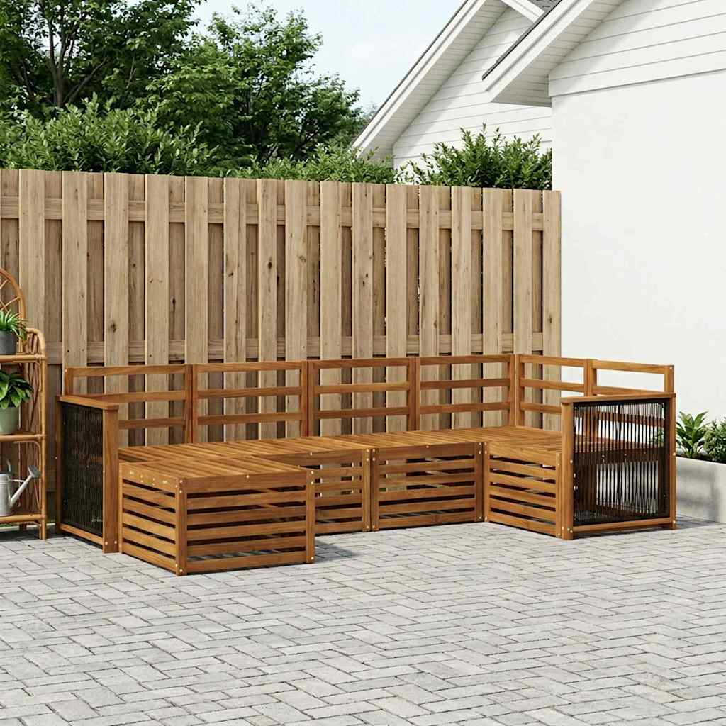 vidaXL Σαλονάκι Γωνιακού Καναπέ 5 pcs Φυσικό Στερεό Ξύλο Ακακίας