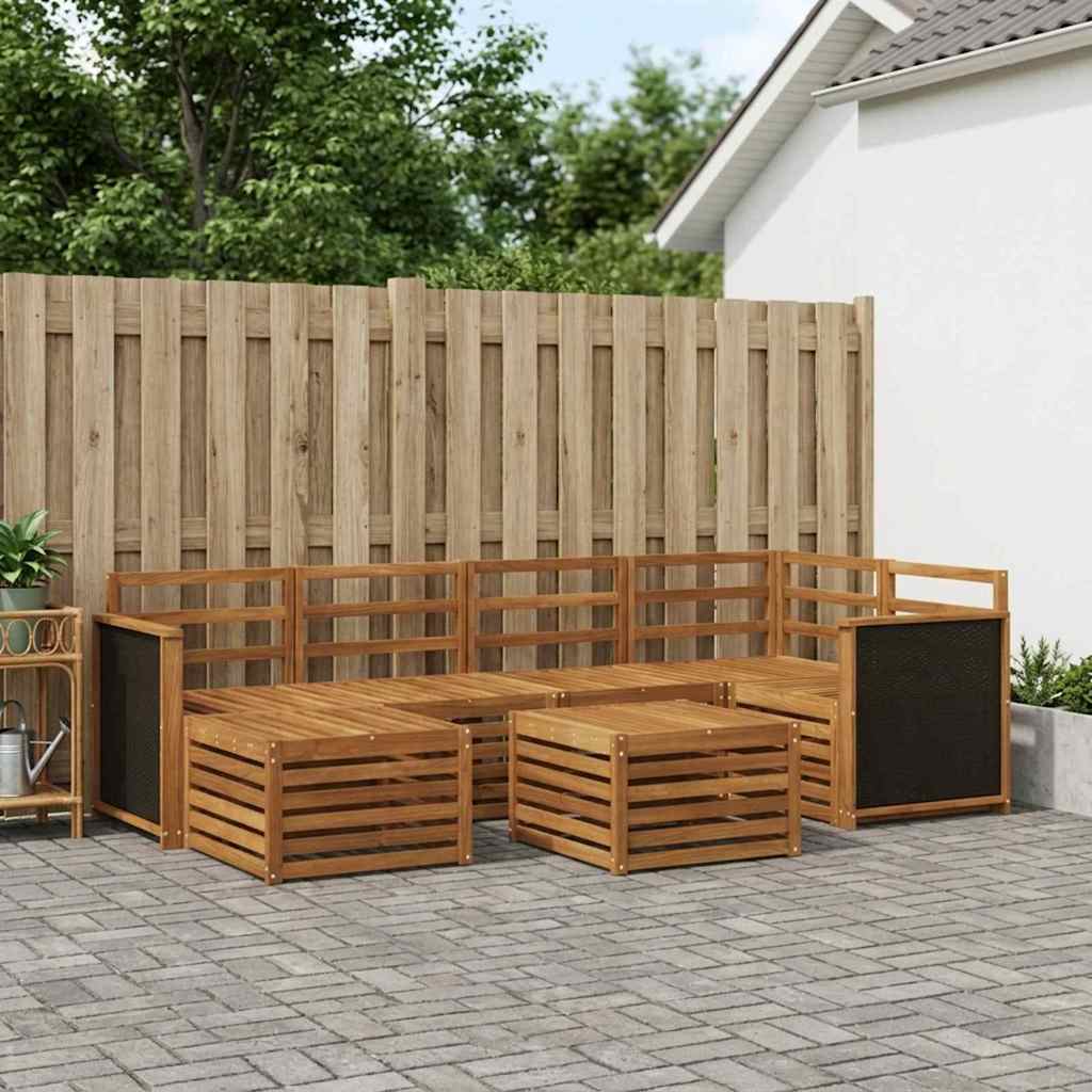vidaXL Σαλονάκι Γωνιακού Καναπέ 6 pcs Φυσικό Στερεό Ξύλο Ακακίας