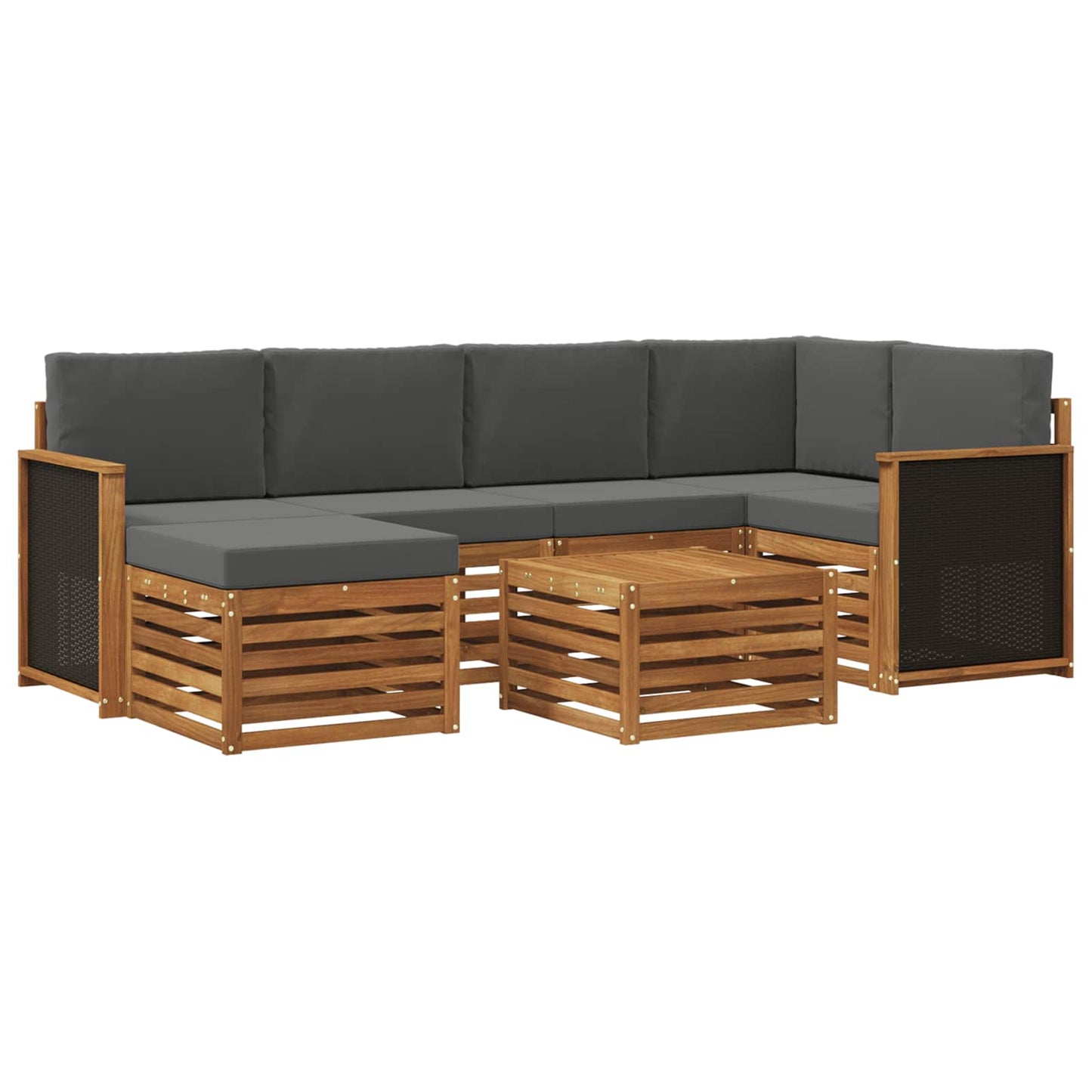 vidaXL Σαλονάκι Γωνιακού Καναπέ με μαξιλάρι 6 pcs Φυσικό και Ανθρακί