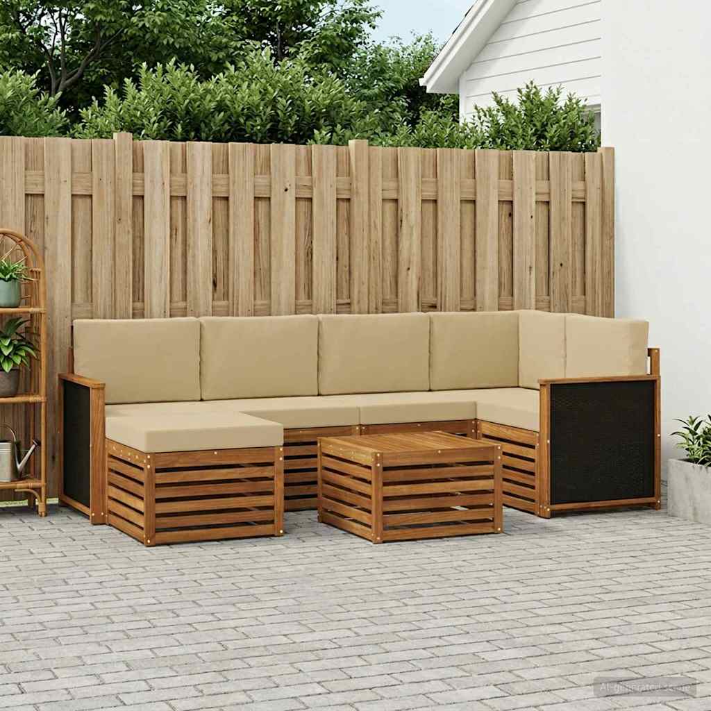 vidaXL Σαλονάκι Γωνιακού Καναπέ με μαξιλάρι 6 pcs Φυσικό
