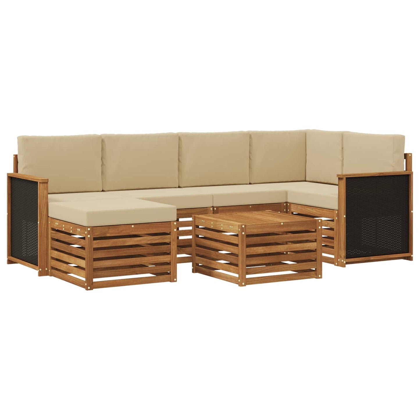 vidaXL Σαλονάκι Γωνιακού Καναπέ με μαξιλάρι 6 pcs Φυσικό