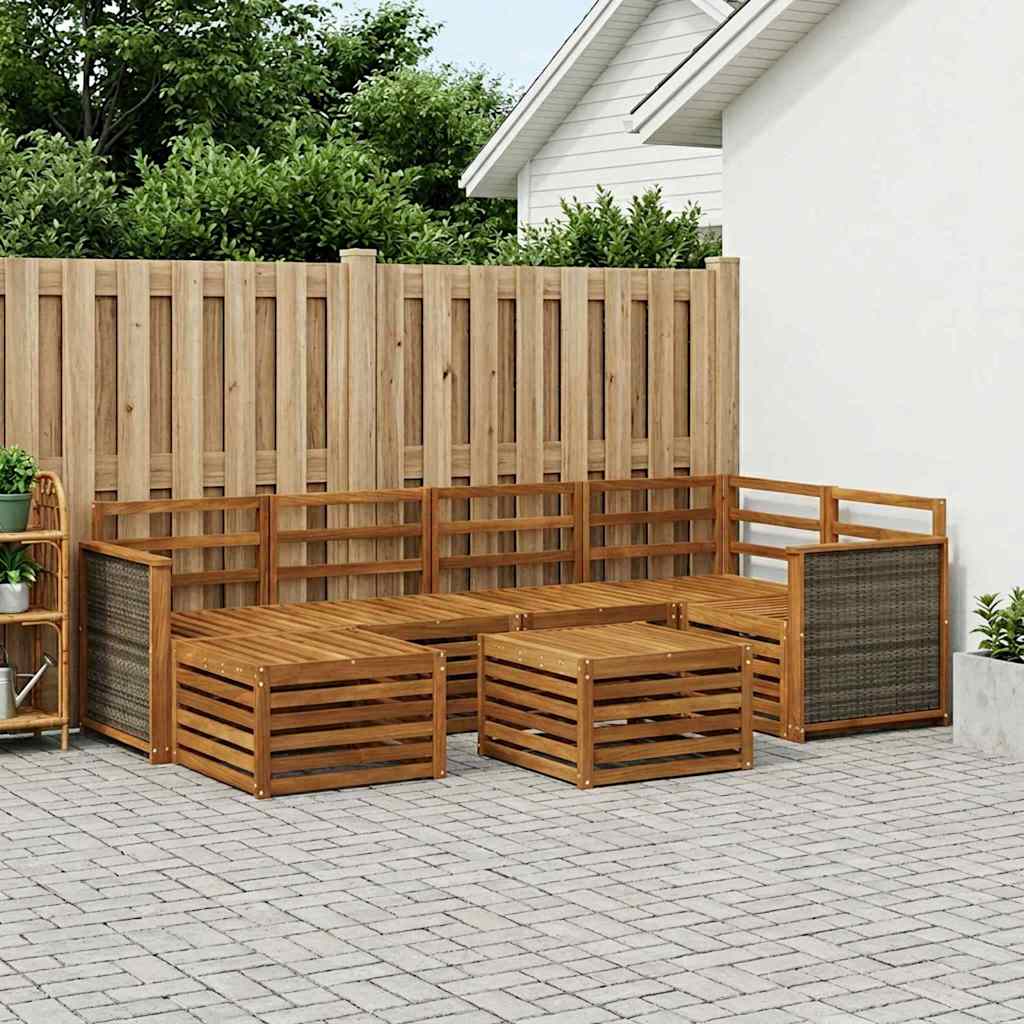 vidaXL Σαλονάκι Γωνιακού Καναπέ 6 pcs Φυσικό Στερεό Ξύλο Ακακίας