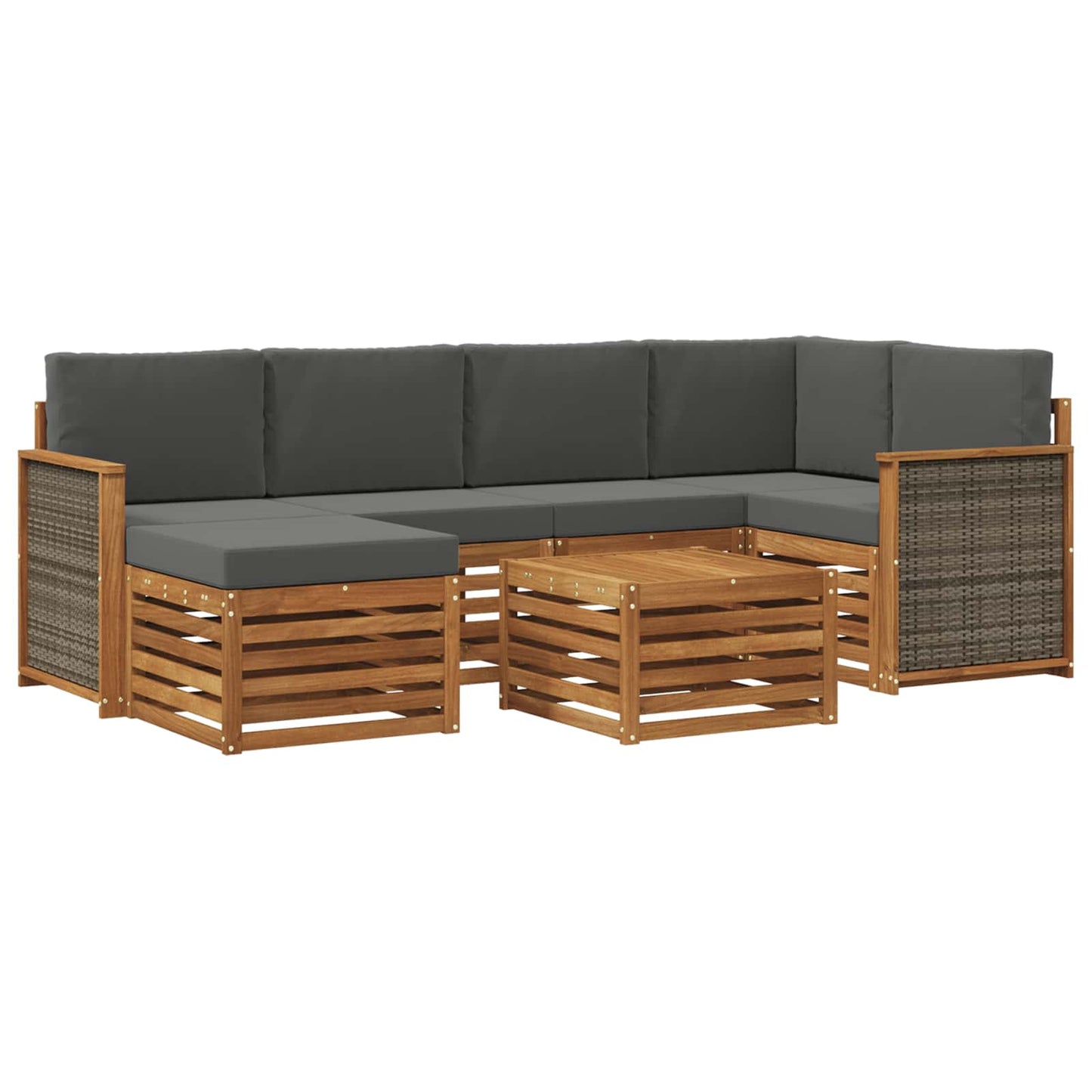 vidaXL Σαλονάκι Γωνιακού Καναπέ με μαξιλάρι 6 pcs Φυσικό και Ανθρακί