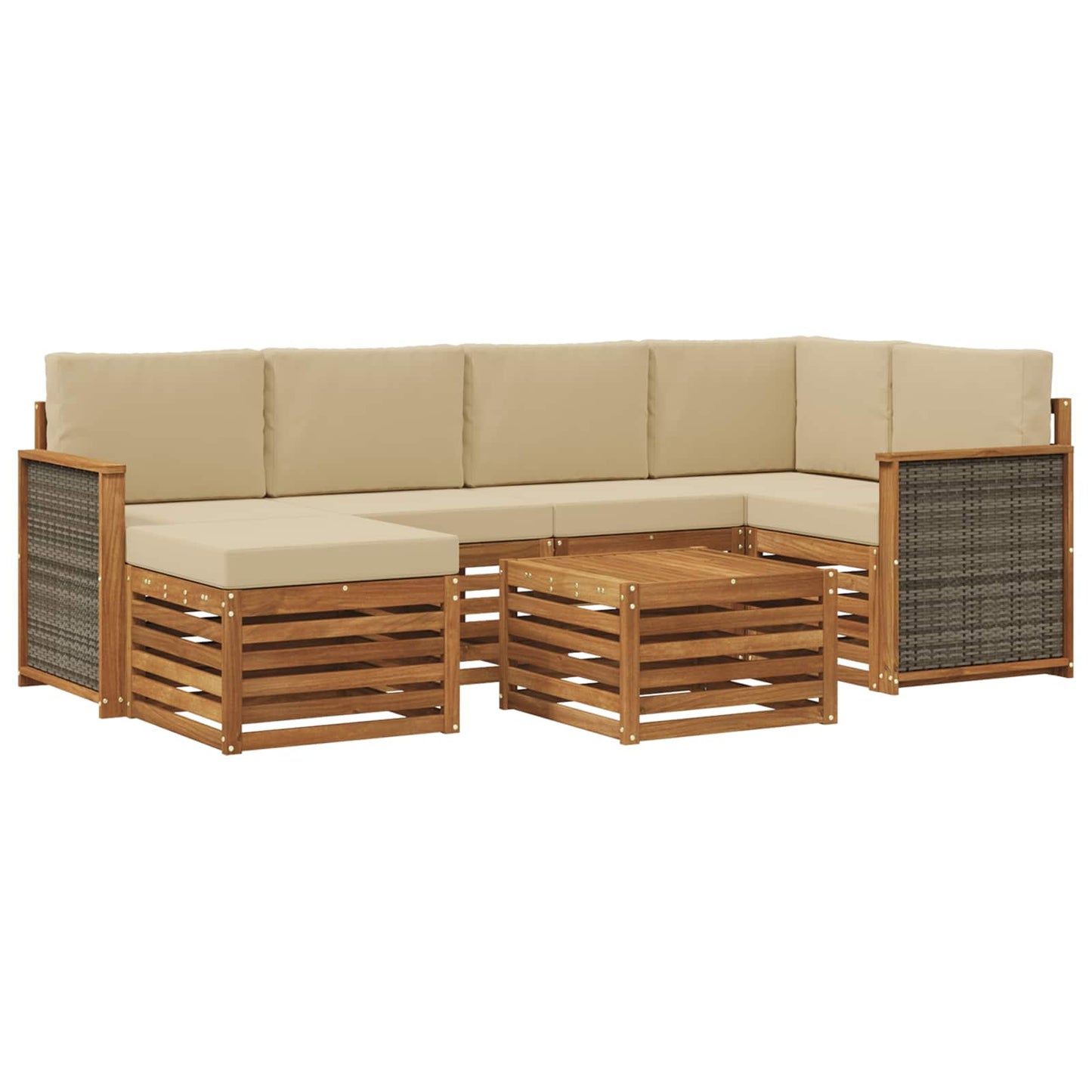 vidaXL Σαλονάκι Γωνιακού Καναπέ με μαξιλάρι 6 pcs Φυσικό