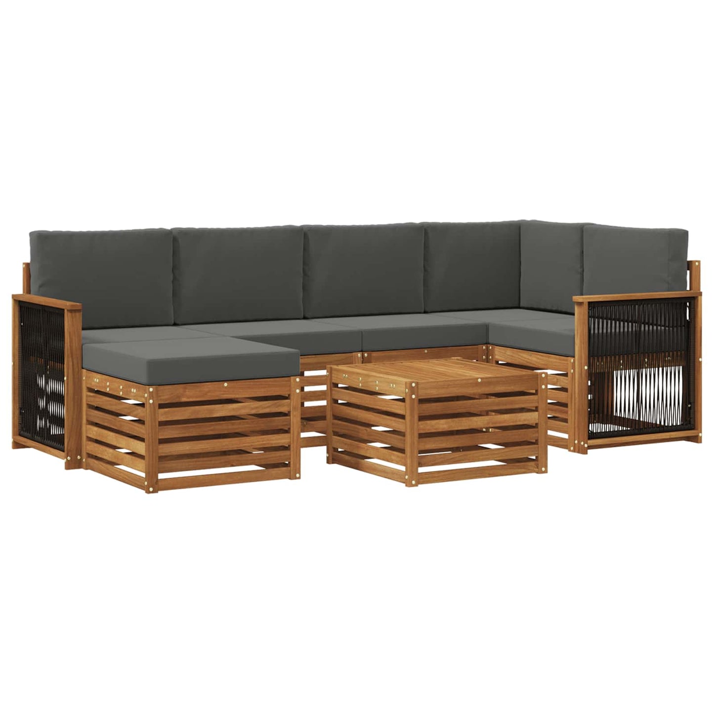 vidaXL Σαλονάκι Γωνιακού Καναπέ με μαξιλάρι 6 pcs Φυσικό και Ανθρακί