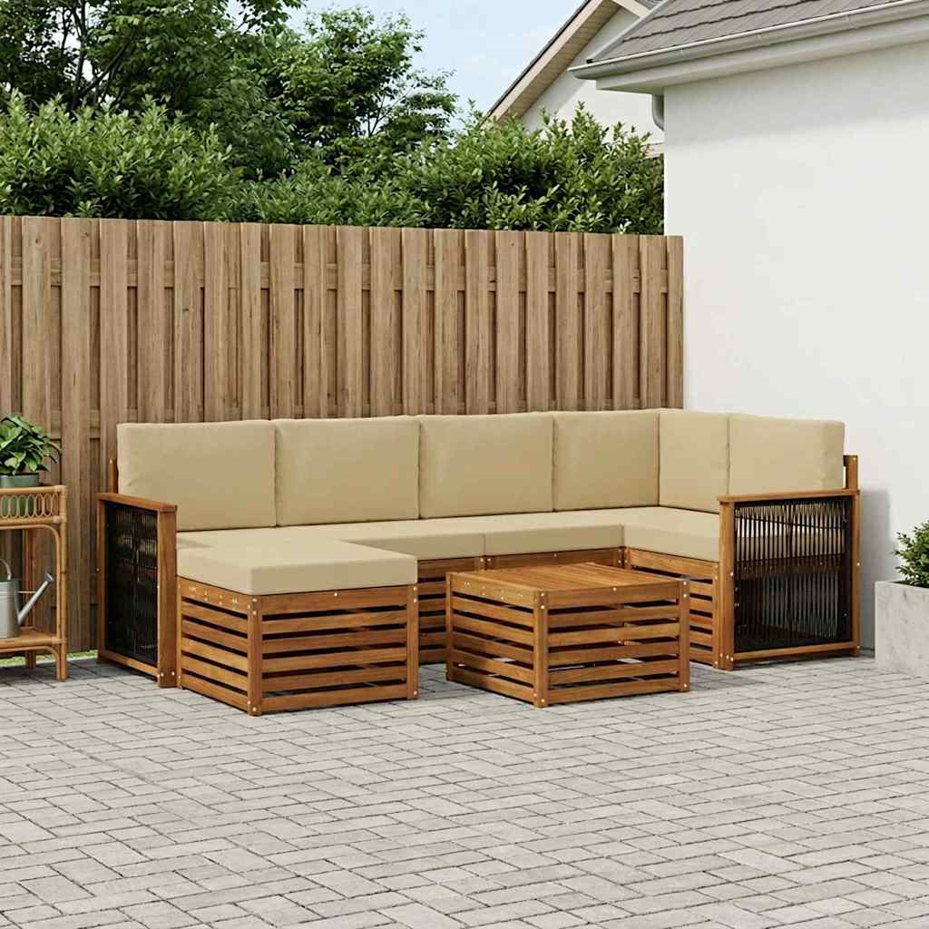 vidaXL Σαλονάκι Γωνιακού Καναπέ με μαξιλάρι 6 pcs Φυσικό