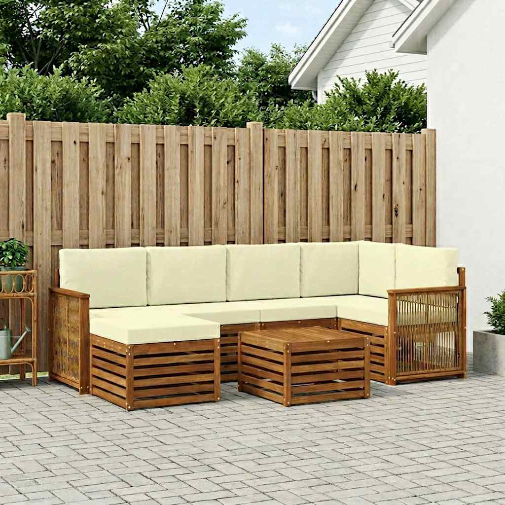vidaXL Σαλονάκι Γωνιακού Καναπέ με μαξιλάρι 6 pcs Φυσικό και Κρέμα