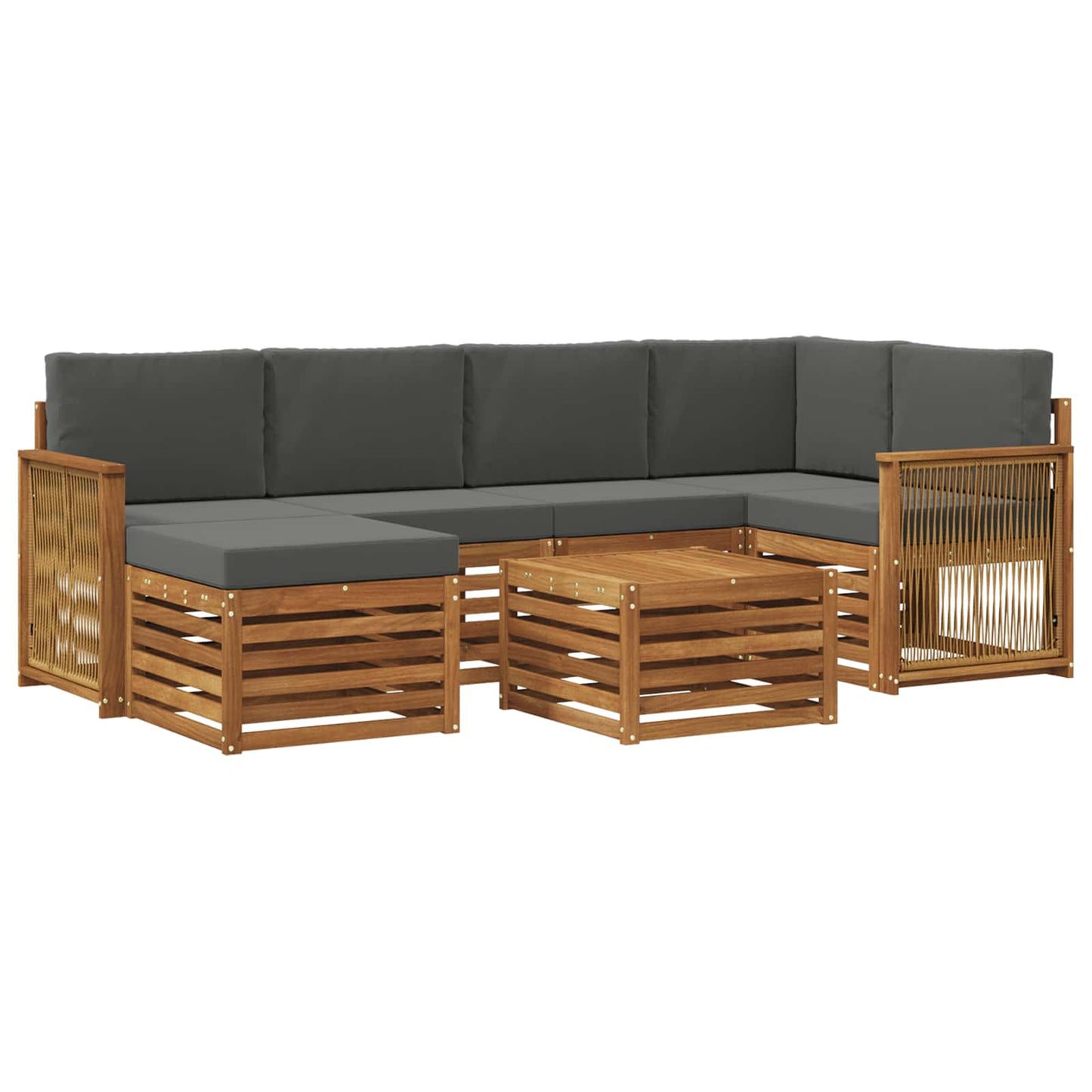vidaXL Σαλονάκι Γωνιακού Καναπέ με μαξιλάρι 6 pcs Φυσικό και Ανθρακί
