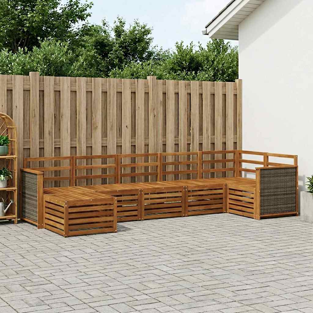 vidaXL Σαλονάκι Γωνιακού Καναπέ 6 pcs Φυσικό Στερεό Ξύλο Ακακίας