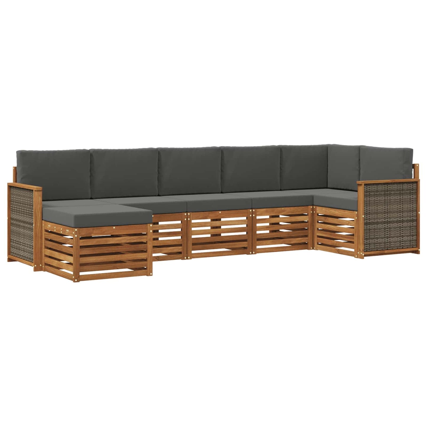 vidaXL Σαλονάκι Γωνιακού Καναπέ με μαξιλάρι 6 pcs Φυσικό και Ανθρακί