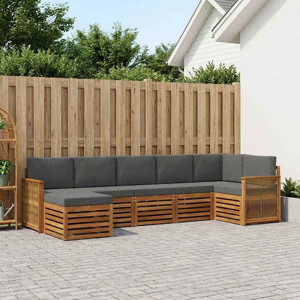 vidaXL Σαλονάκι Γωνιακού Καναπέ με μαξιλάρι 6 pcs Φυσικό και Ανθρακί