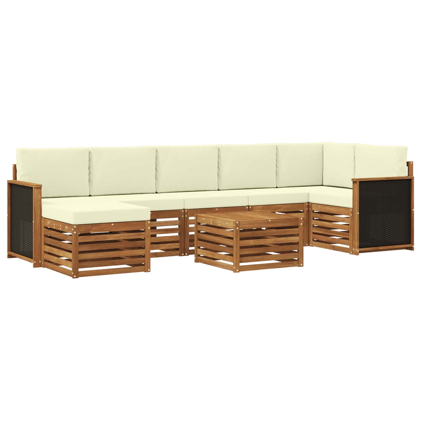vidaXL Σειρά Καναπέ Εξωτερικού με μαξιλάρι 7 pcs Φυσικό και Κρέμα
