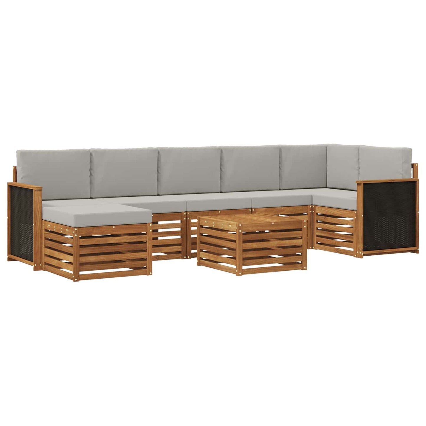 vidaXL Σειρά Καναπέ Εξωτερικού 7 pcs Φυσικό και Ανοιχτό Γκρι