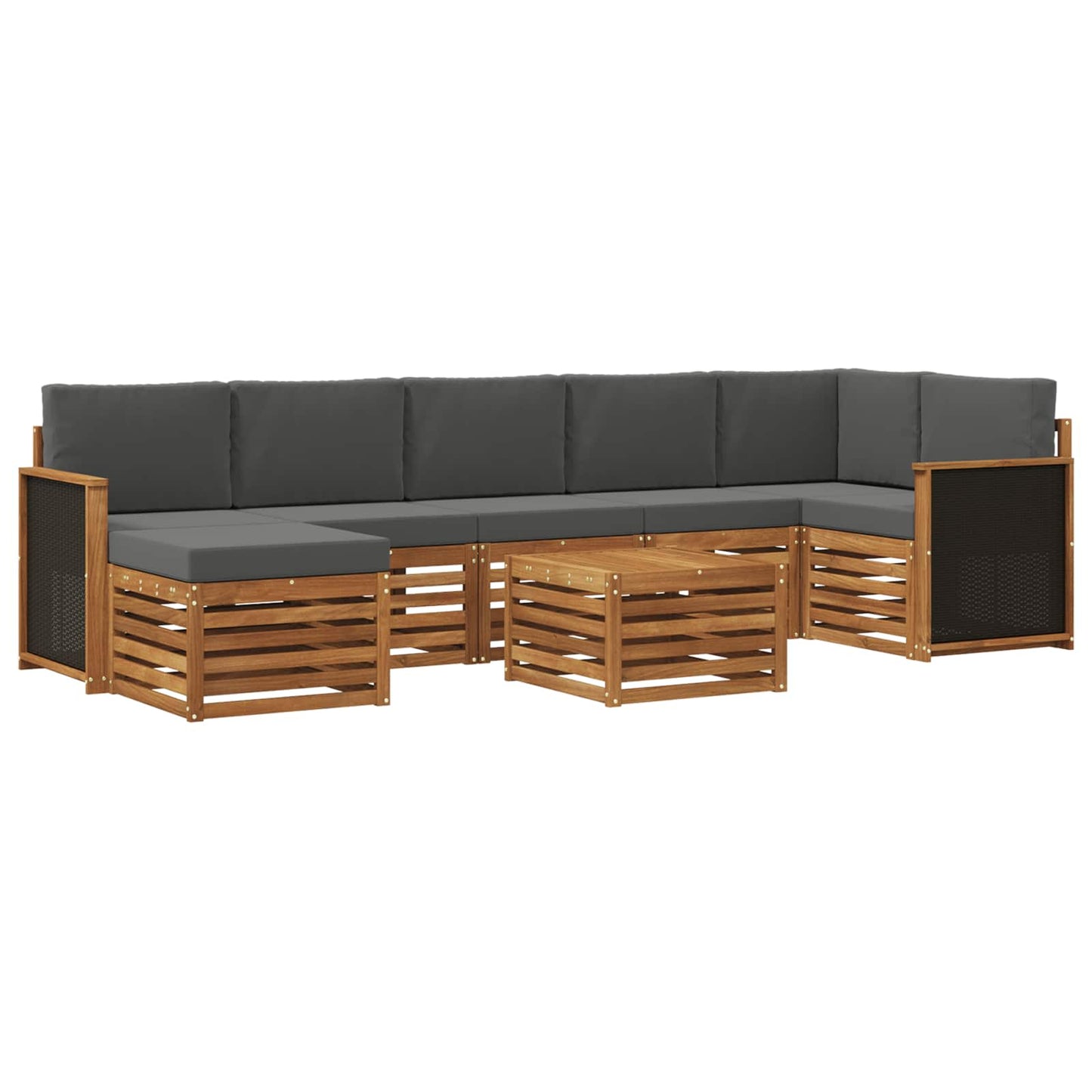 vidaXL Σειρά Καναπέ Εξωτερικού με μαξιλάρι 7 pcs Φυσικό και Ανθρακί