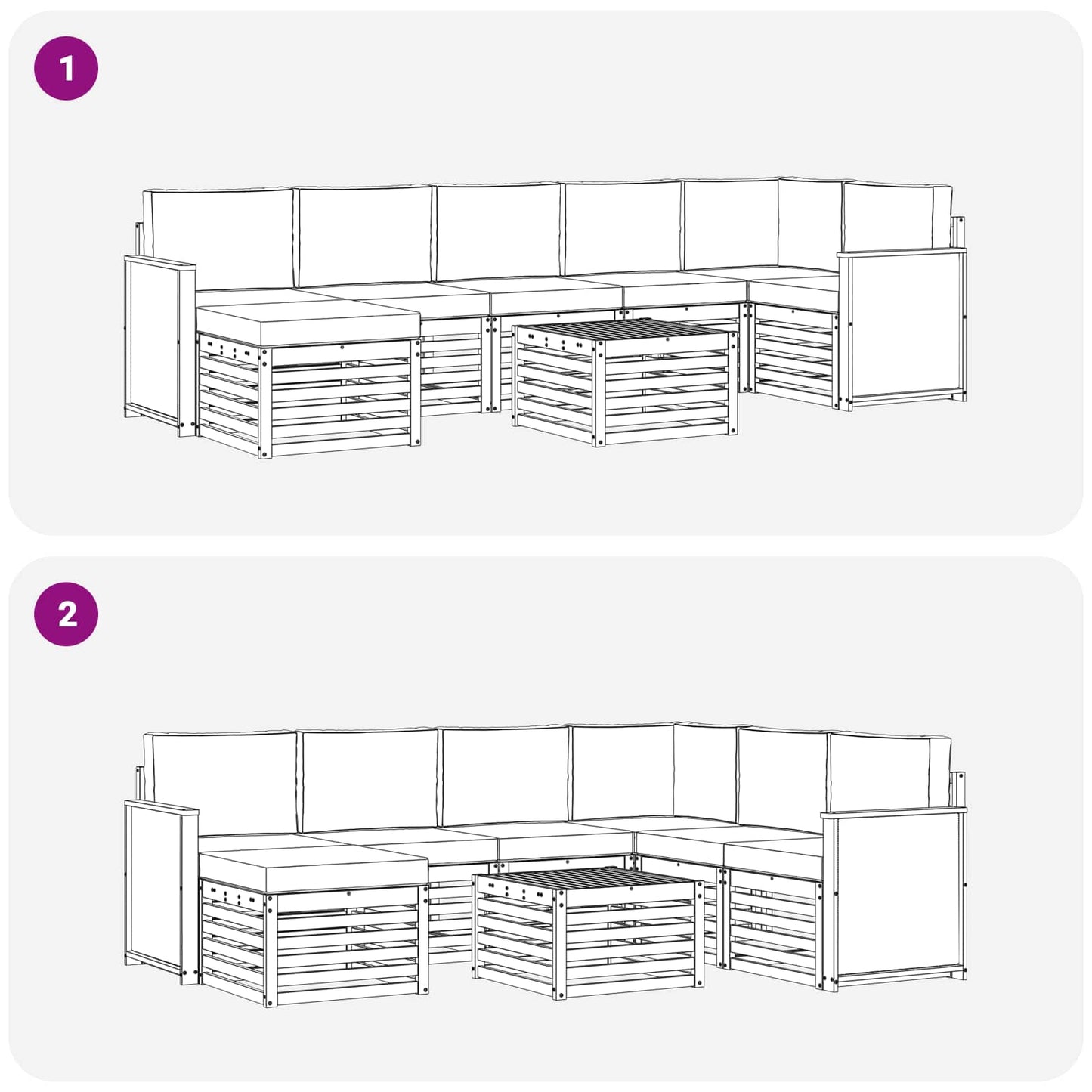 vidaXL Σειρά Καναπέ Εξωτερικού με μαξιλάρι 7 pcs Φυσικό και Ανθρακί