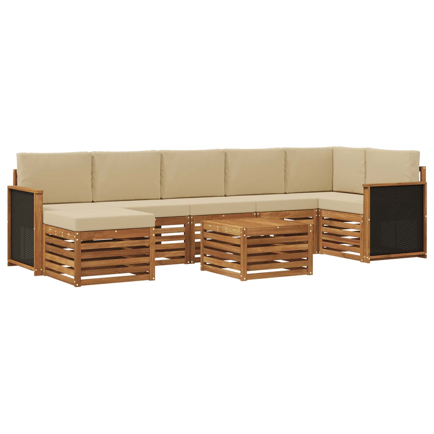 vidaXL Σειρά Καναπέ Εξωτερικού με μαξιλάρι 7 pcs Φυσικό