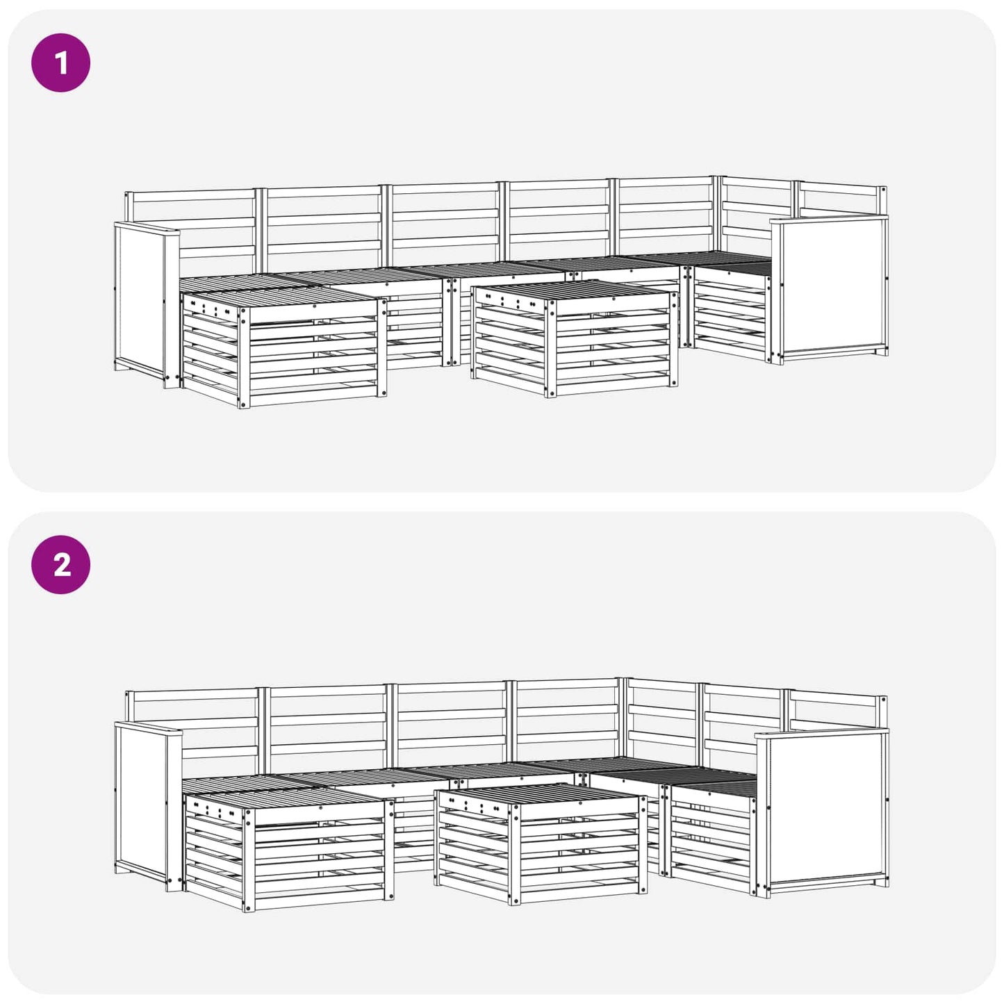 vidaXL Σειρά Καναπέ Εξωτερικού 7 pcs Φυσικό Στερεό Ξύλο Ακακίας