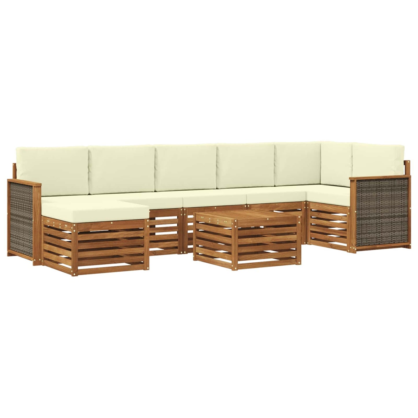 vidaXL Σειρά Καναπέ Εξωτερικού με μαξιλάρι 7 pcs Φυσικό και Κρέμα