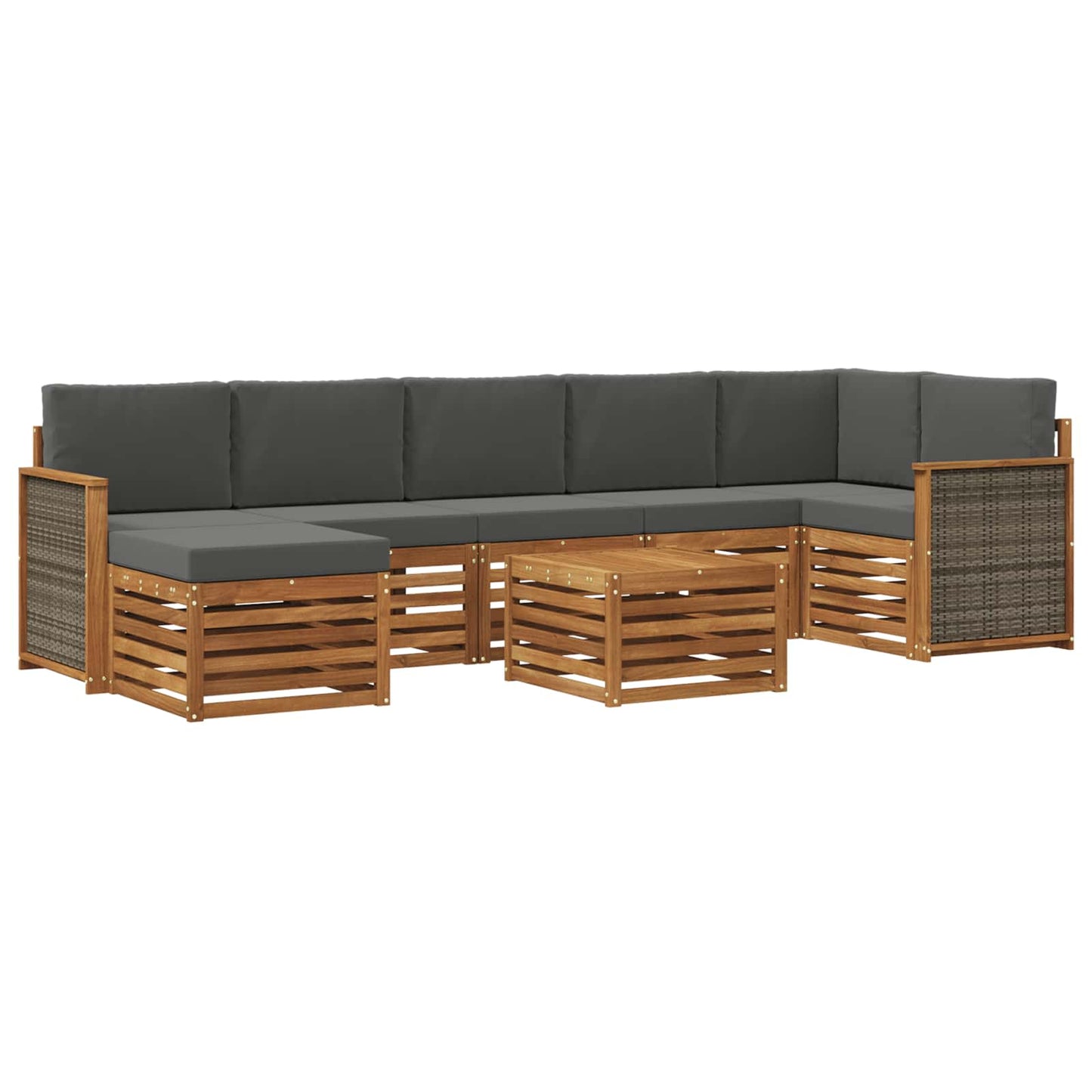 vidaXL Σειρά Καναπέ Εξωτερικού με μαξιλάρι 7 pcs Φυσικό και Ανθρακί