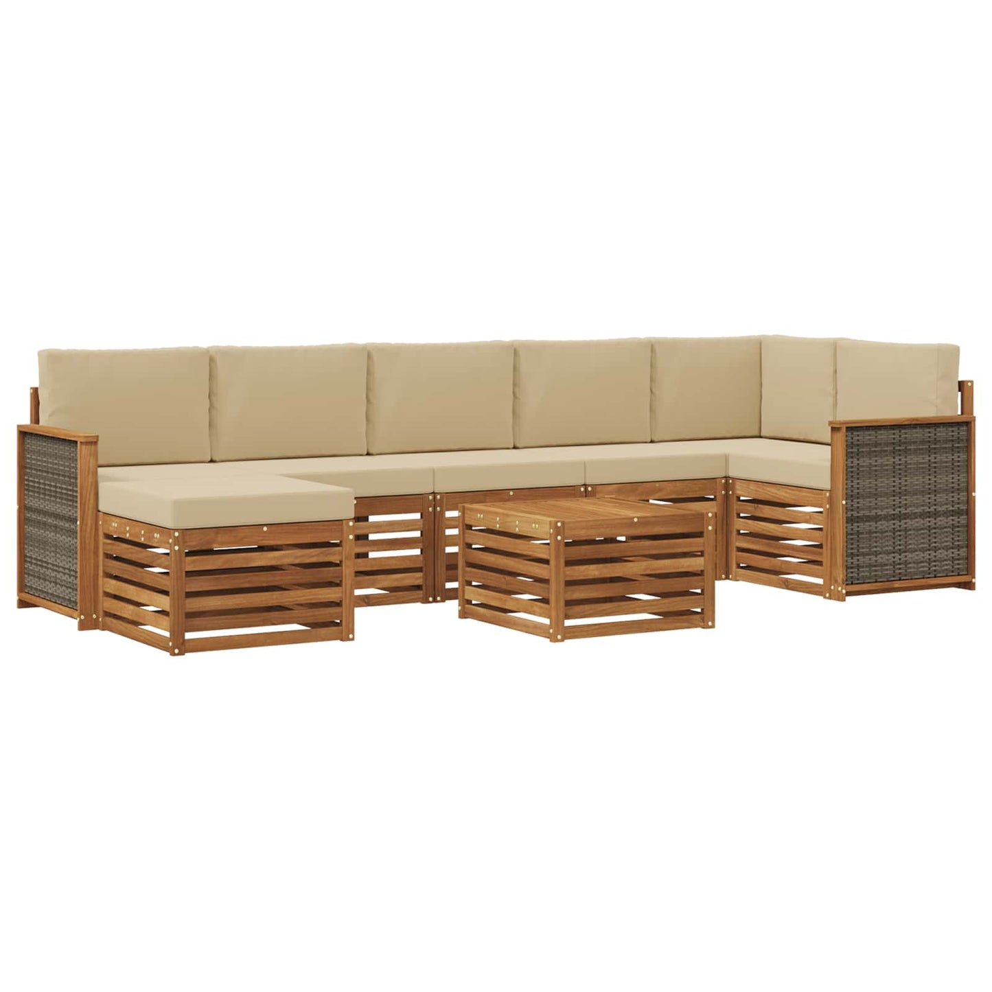 vidaXL Σειρά Καναπέ Εξωτερικού με μαξιλάρι 7 pcs Φυσικό