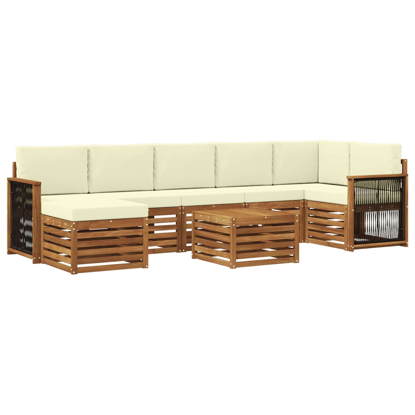 vidaXL Σειρά Καναπέ Εξωτερικού με μαξιλάρι 7 pcs Φυσικό και Κρέμα