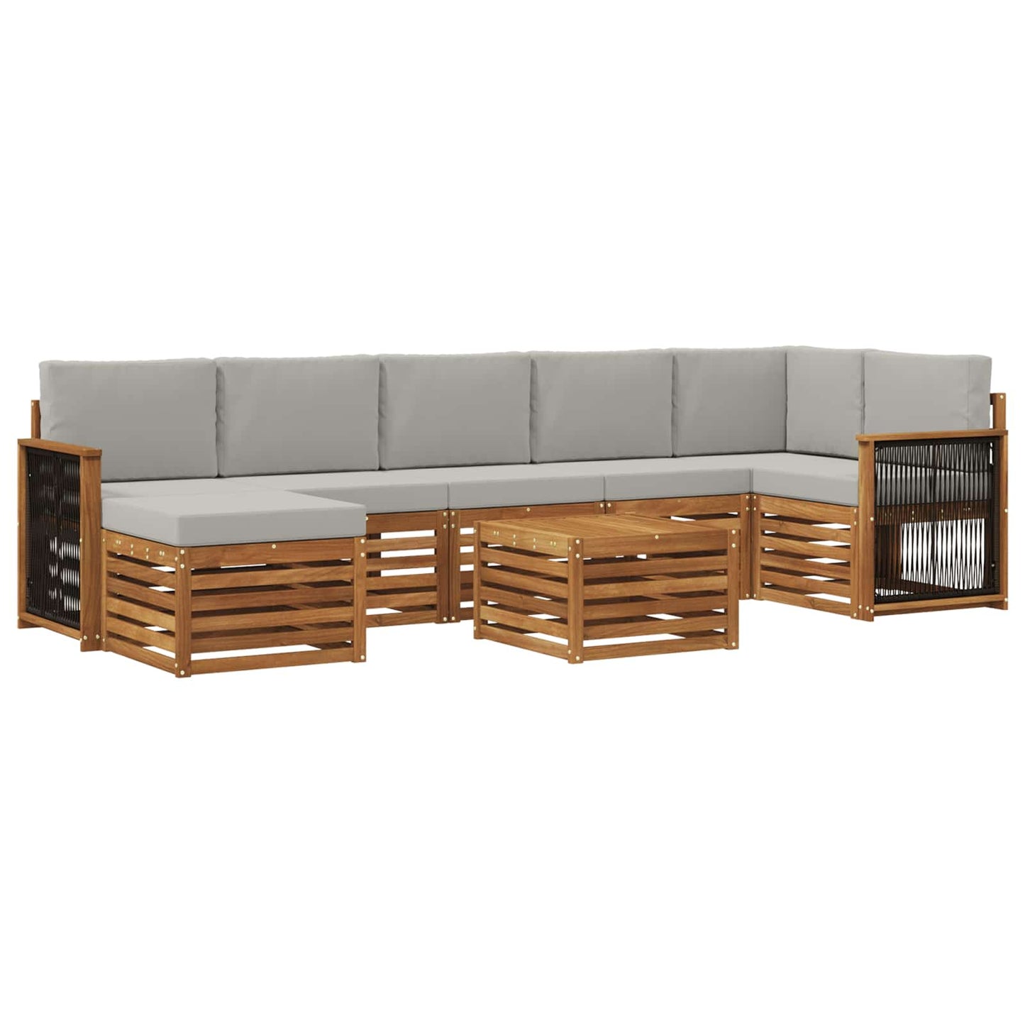 vidaXL Σειρά Καναπέ Εξωτερικού 7 pcs Φυσικό και Ανοιχτό Γκρι