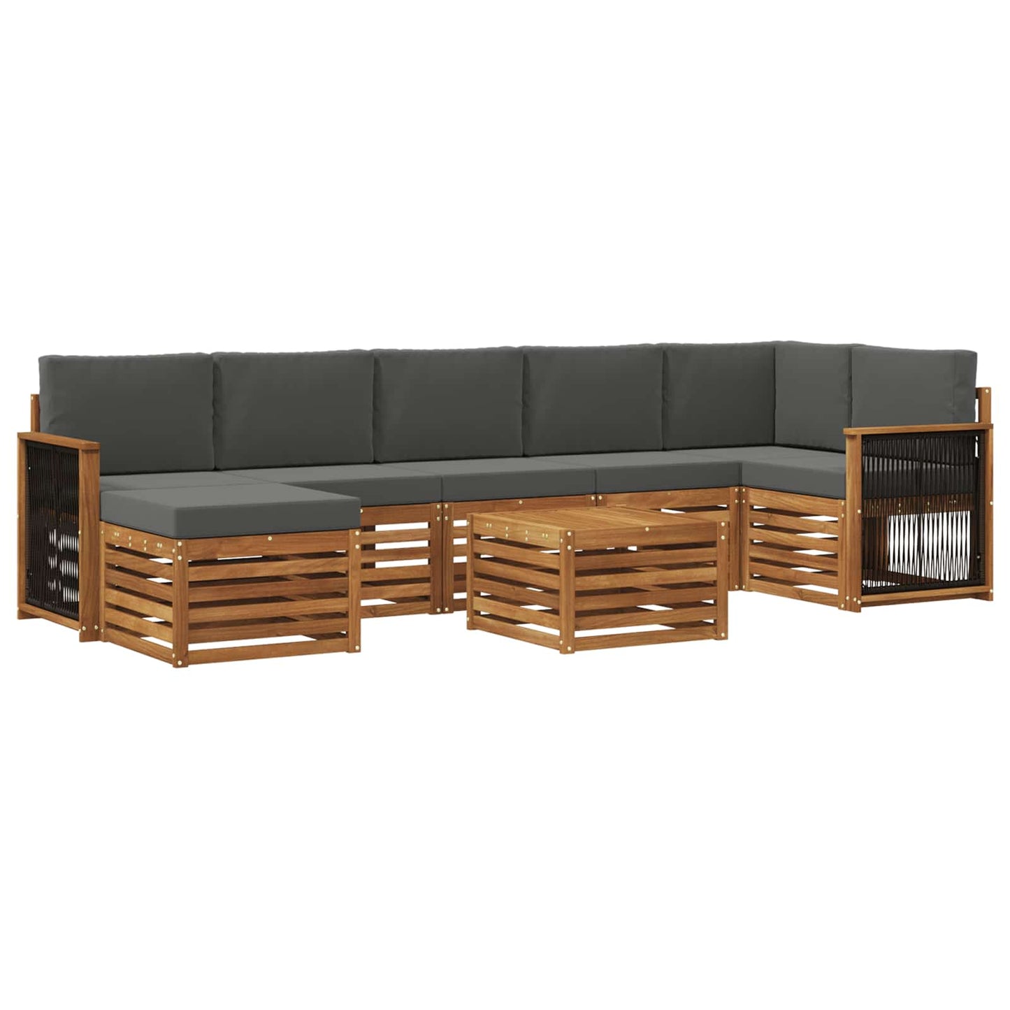 vidaXL Σειρά Καναπέ Εξωτερικού με μαξιλάρι 7 pcs Φυσικό και Ανθρακί