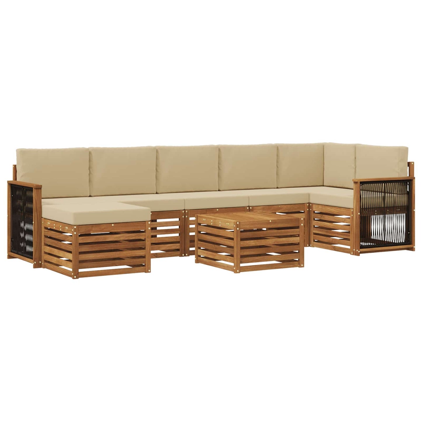 vidaXL Σειρά Καναπέ Εξωτερικού με μαξιλάρι 7 pcs Φυσικό