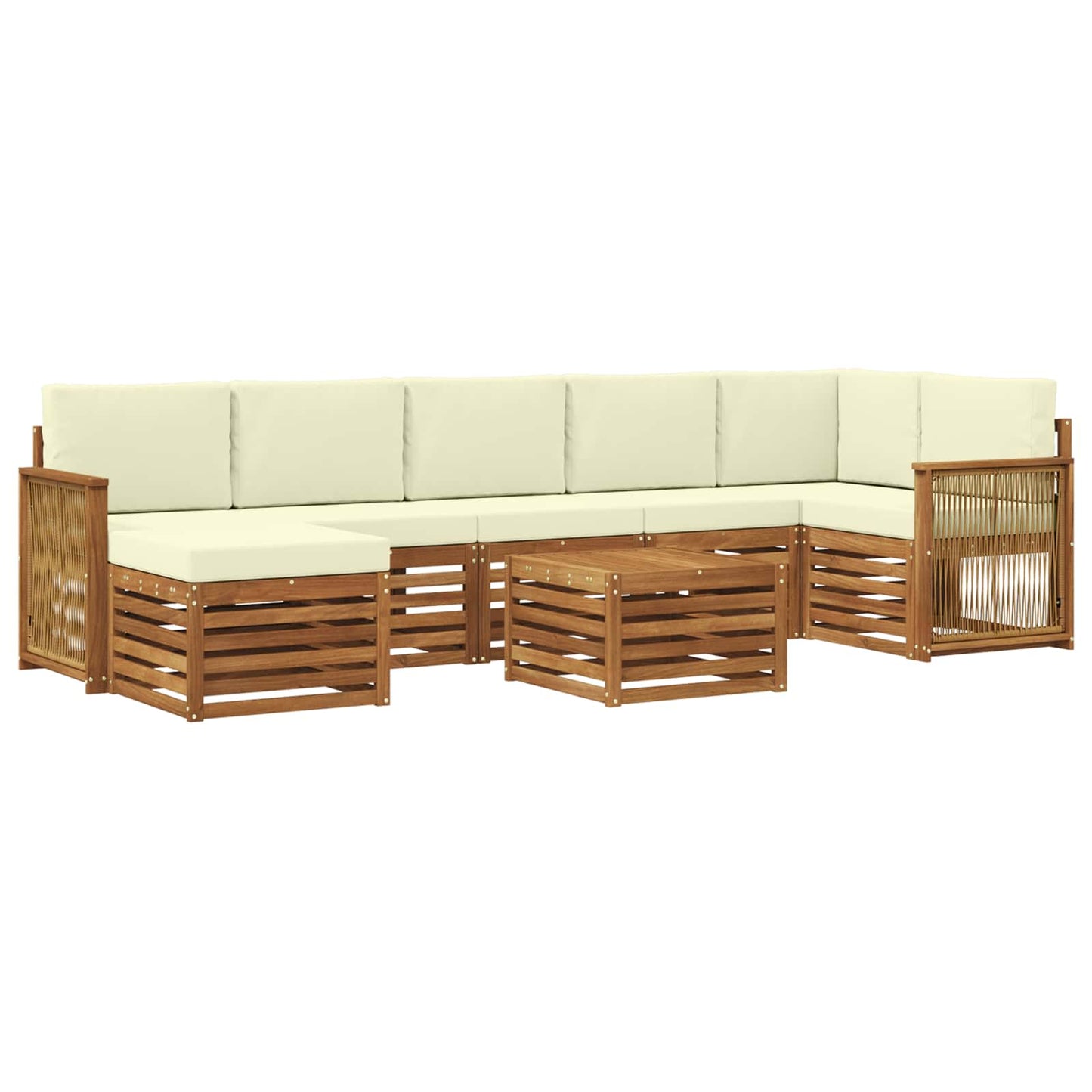 vidaXL Σειρά Καναπέ Εξωτερικού με μαξιλάρι 7 pcs Φυσικό και Κρέμα