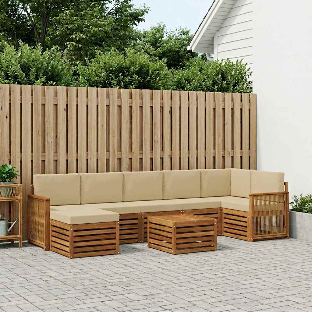 vidaXL Σειρά Καναπέ Εξωτερικού με μαξιλάρι 7 pcs Φυσικό