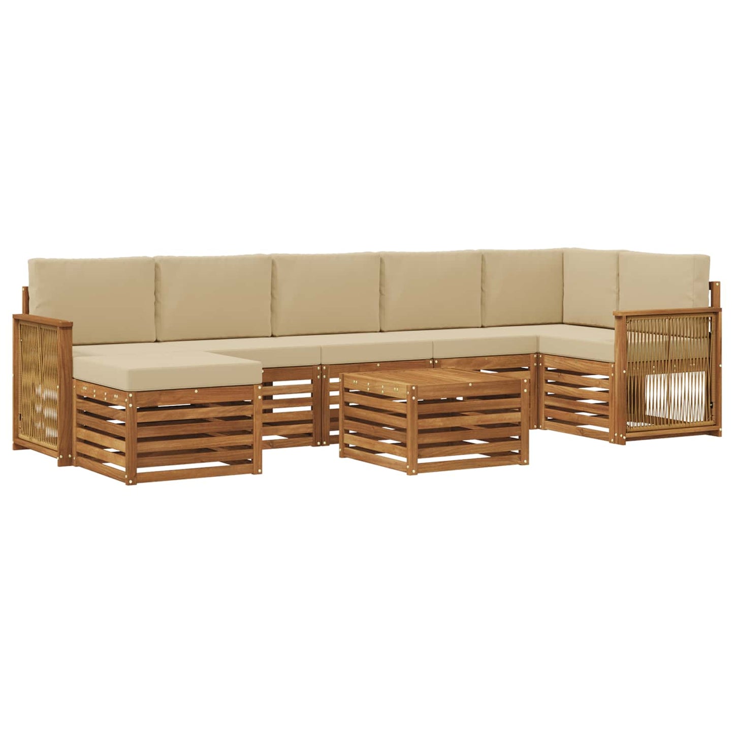 vidaXL Σειρά Καναπέ Εξωτερικού με μαξιλάρι 7 pcs Φυσικό