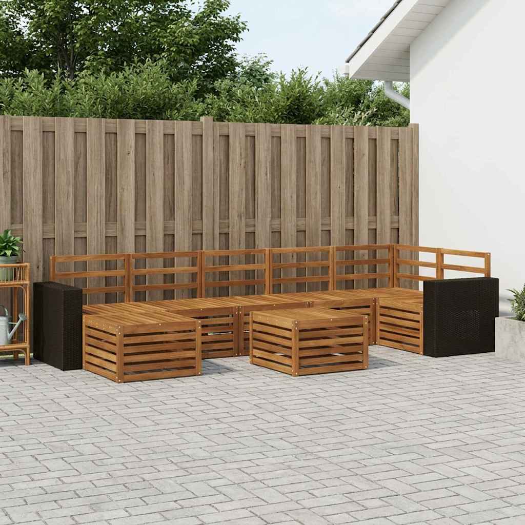 vidaXL Σειρά Καναπέ Εξωτερικού 8 pcs Φυσικό Στερεό Ξύλο Ακακίας