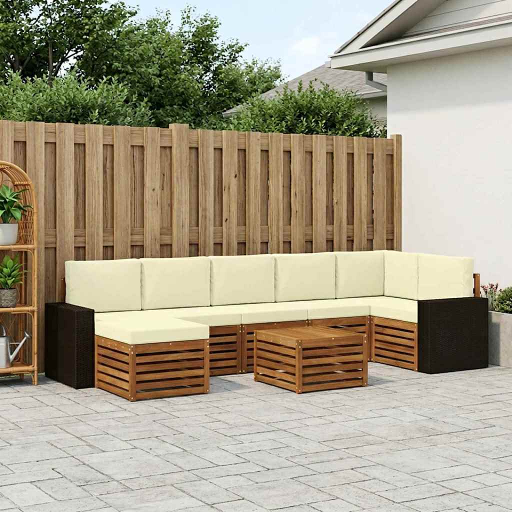 vidaXL Σειρά Καναπέ Εξωτερικού με μαξιλάρι 8 pcs Φυσικό και Κρέμα
